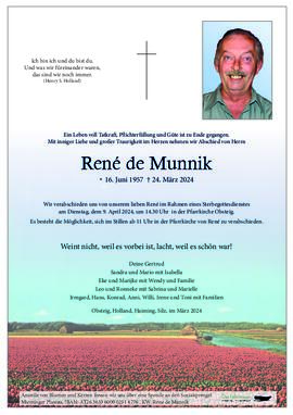 DeMunnik Rene geb 1957 gest 24-03-2024