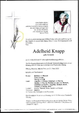 Knapp Adelheid geb Grutsch 1927 gest 21-02-2020