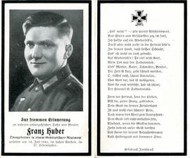 Sterbebild Huber Franz, gest. 1941 07 14