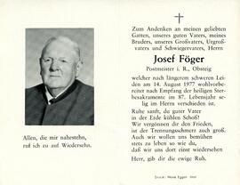 Sterbebild Föger Josef 1977 08 14 V