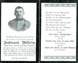 Sterbebild  Wilhelm Ferdinand, gest. 1917 04 30