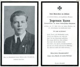 Sterbebild Hann Ingenuin, gest. 1941 07 17