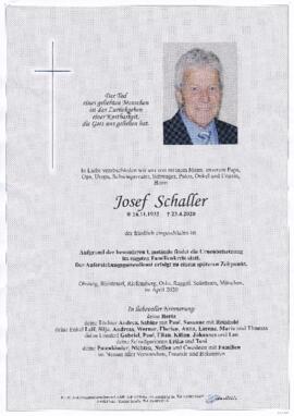 Schaller Josef geb 1932 gest 23-04-2020