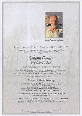 Gassler Johann geb 1954 gest 21-03-2025