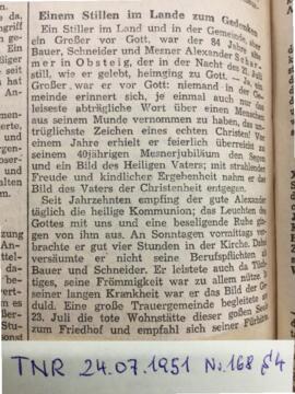 TNR 1951-07-24 Nr 168 Seite 4 Scharmer Alexander Begräbnis