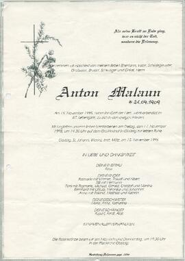 Malaun Anton geb 1909 gest 15-11-1995