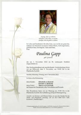 Gapp Paulina geb Grutsch 1927 gest 03-11-2022