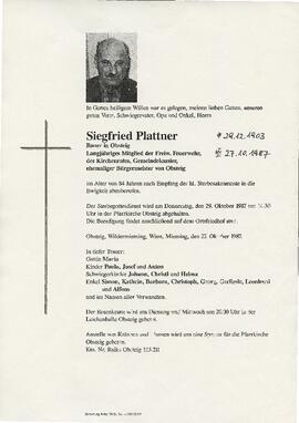 Plattner Siegfried geb 1903 gest 27-10-1987