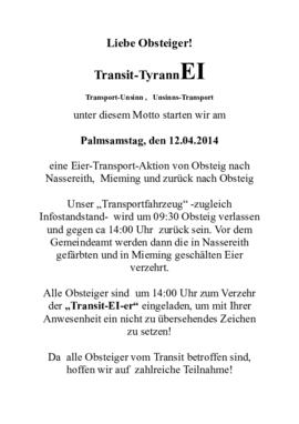 Verkehr Eiertransport 2014-04-12