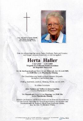 Haller Herta geb 1923 gest 19-07-2009