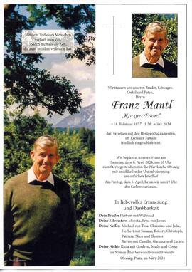 Mantl Franz geb 1937 gest 26-03-2024