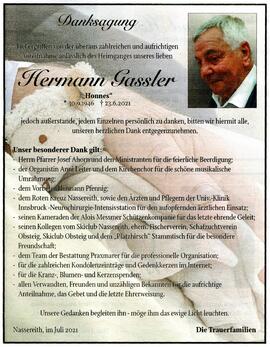 Gassler Hermann geb 1946 gest 23-06-2021