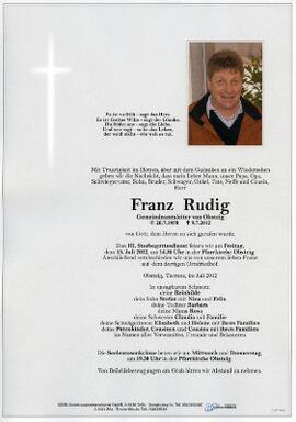 Rudig Franz geb 1958 gest  09-07-2012
