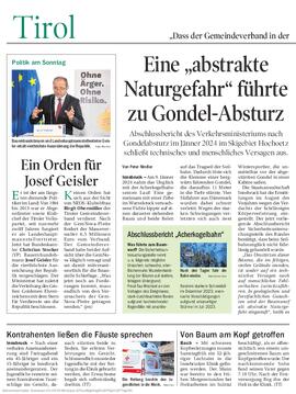 Zeitungsbericht über Gondelabsturz