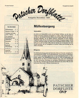 Patscher Dorfblattl Ausgabe Dezember 1994, Patscher Dorfliste ÖVP informiert u.a.