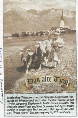 Bauernarbeit um 1940 in Patsch