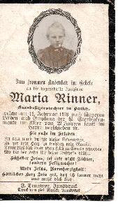 Sterbebild Maria Rinner