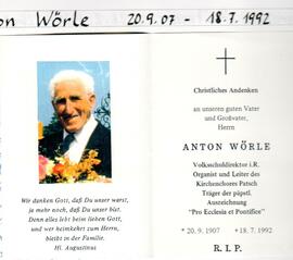 Sterbebild Anton Wörle