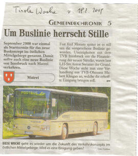 Buslinie Innsbruck - Matrei lässt noch auf sich warten