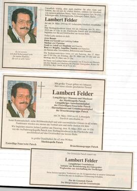 Todesanzeigen Lambert Felder