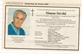 Simon Strobl, Todesanzeige