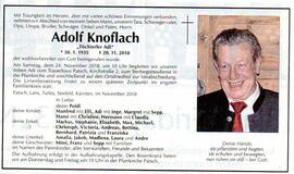 Sterbebild Adolf Knoflach, 30.01.1935 - 20.11.2018
