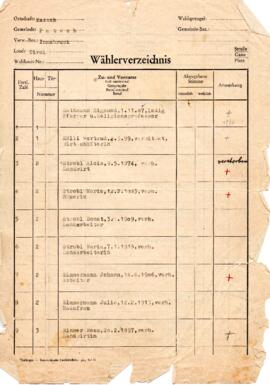 Wählerverzeichnis 1954