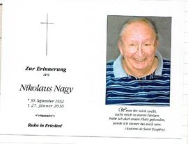 Sterbebild  Nikolaus Nagy