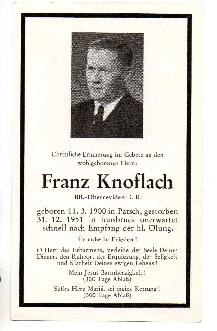 Sterbebild Franz Knoflach