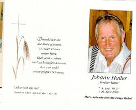 Sterbebild Johann Haller,
