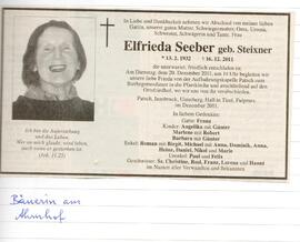 Todesanzeige  Elfrieda Seeber