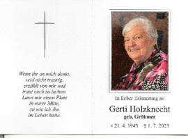 Sterbebild Gerti Holzknecht