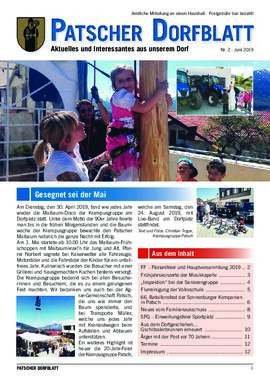 Patscher Dorfblatt Nr. 2 vom Juni 2019