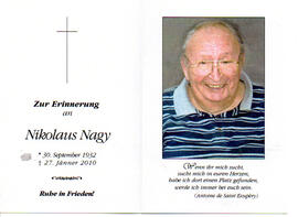 Nikolaus Nagy, 30.09.1932 - 27.01.2010