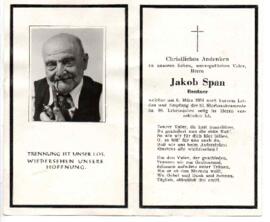 Sterbebild Jakob Span, gest. 06.03.1954