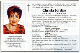 Sterbebild Christa Jordan, 18.4.1965 - 24.5.2018