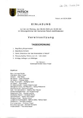 Vereinssitzung, Einladung