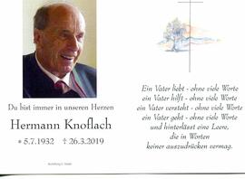 Sterbebild Hermann Knoflach, 5.7.1932 - 26.3.2019, "Botn Hermann"