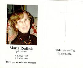 Sterbebild Maria Redlich