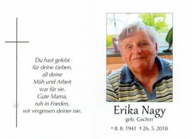 Sterbebild Erika Nagy, 8.8.1941 - 26.5.2018