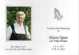 Sterbebild Maria Span geb. Falgschlunger