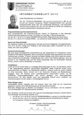 Gemeindeamt Patsch, Informationsblatt 03/12, Mitteilungen