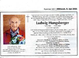 Sterbebild Ludwig Hungsberger, 06.02.1931 - 06.06.2021