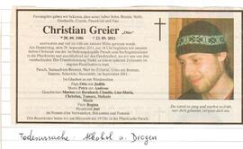 Todesanzeige Christian Greier