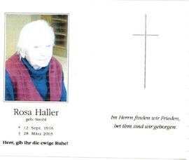 Sterbebild Rosa Haller