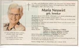 Todesanzeige  Maria Neuwirt