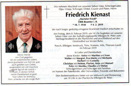 Sterbebild Friedrich Kienast 18.7.1930 - 4.2.2019; "Marteler Friedl", wohnhaft beim Mar...