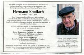 Sterbebild Hermann Knoflach, 5.7.1932 - 26.3.2019, &quot;Botn Hermann&quot;