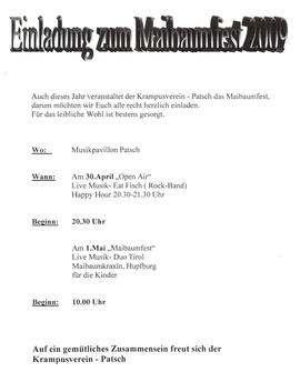 Krampusverein, Einladung zum Maibaumfest
