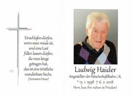 Sterbebild Ludwig Haider, 15.1.1938 - 6.2.2018